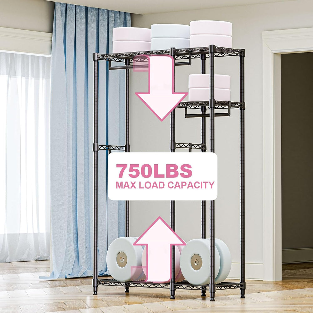 M MZG Heavy Duty Rolling Garment Rack 3 Tiers Adjustable Wire Shelving Clothe...
