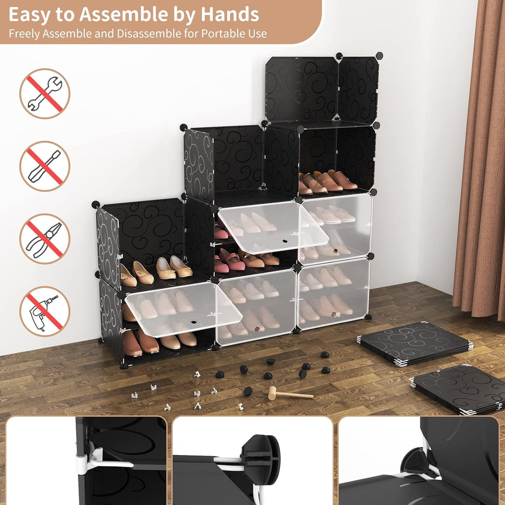 ROJASOP Portable 8-Tier Shoe Cabinet - 48-Pair Shoe Organizer with Expandable...