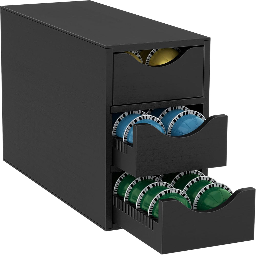 Coffee Pod Drawer Holder,Capsule Storage Organizer,3-Tier,6-Slot,Black