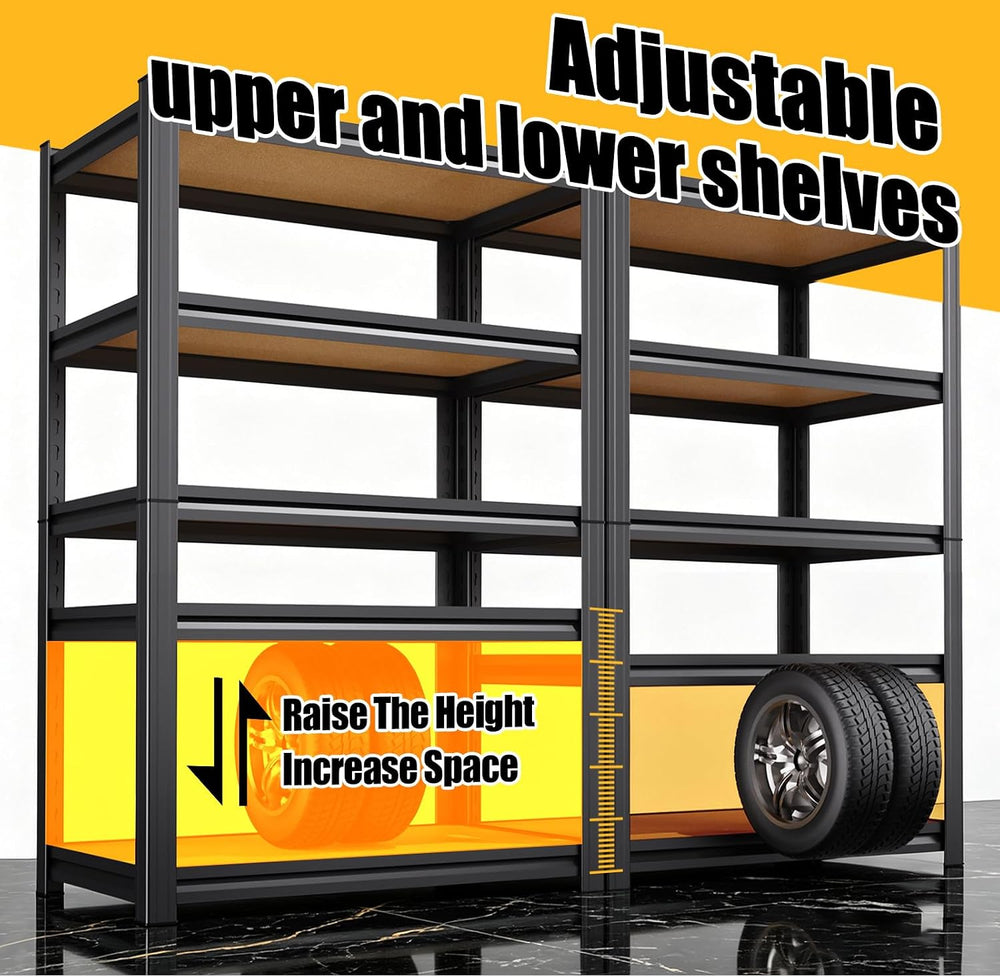 5‑Tier Garage Shelving, Adjustable Metal Shelves Units