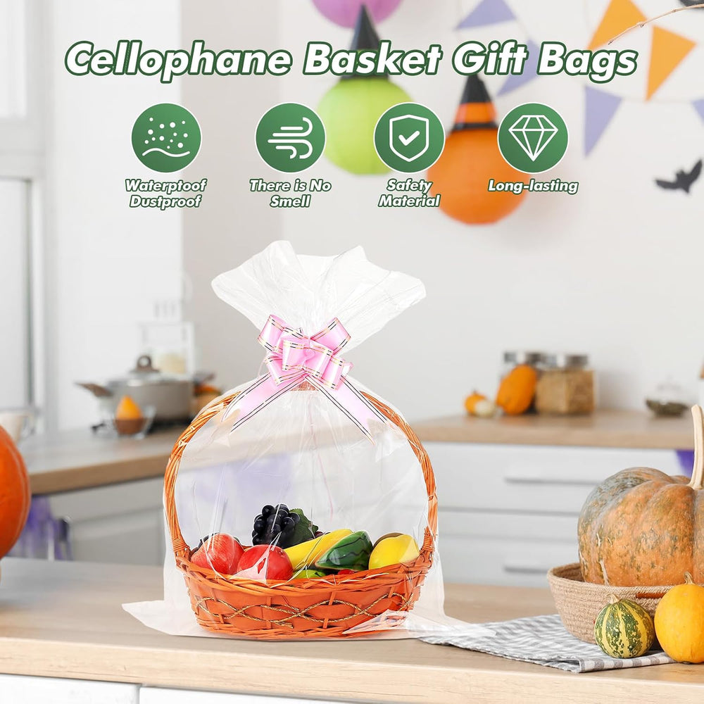 UltraOutlet 150 Packs Large Cellophane Wrap 24 x 30 Clear Cellophane Gift Bas...