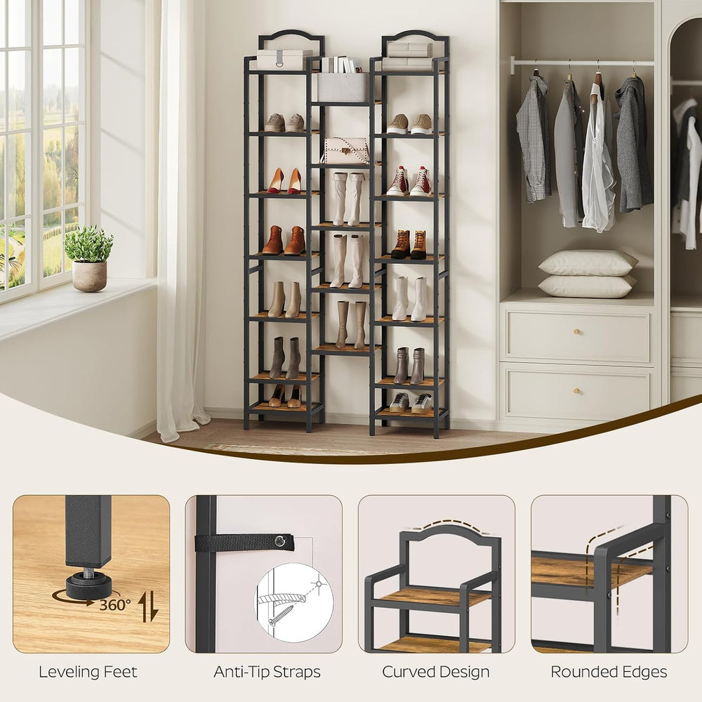 YATINEY 12-Tier Tall Shoe Rack, Vertical Shoe Organizer for Small Spaces, Woo...