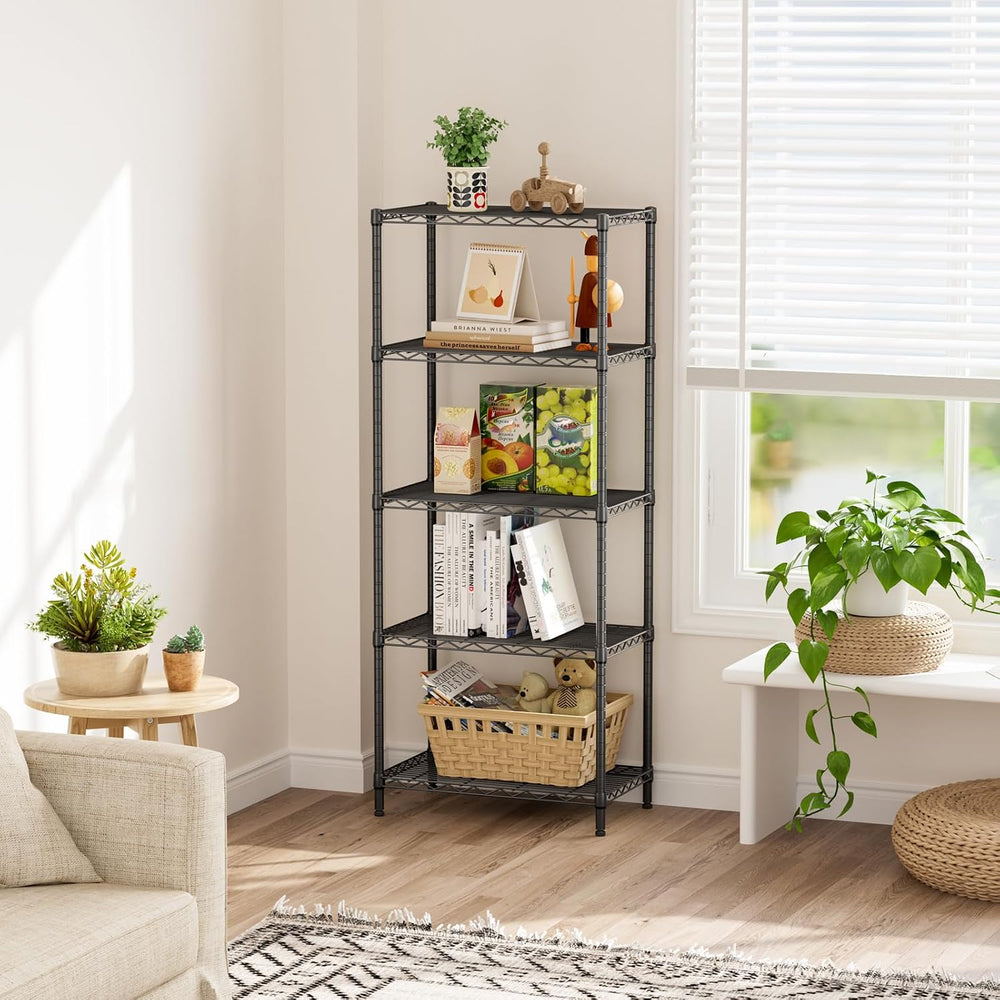 5 Metal Shelves Wire Shelving Storage Shelf Adjustable Unit Pantry