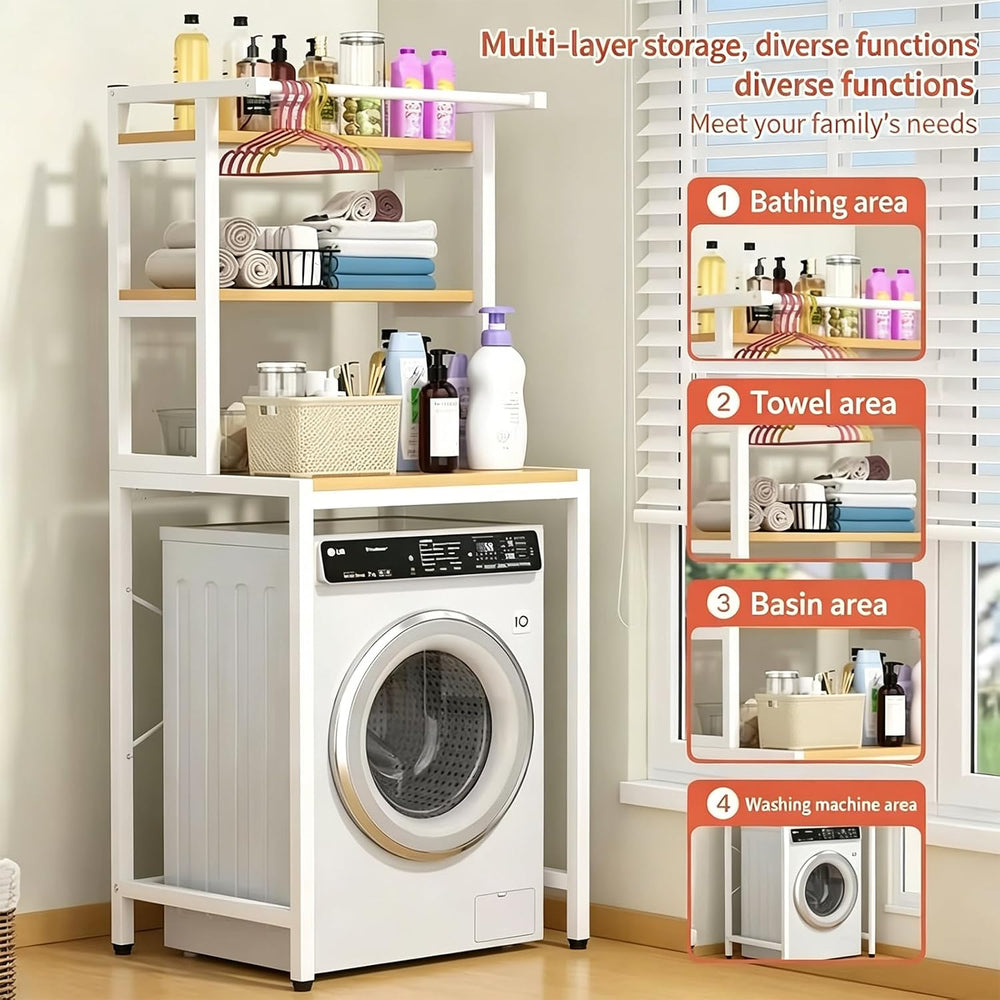3 Tier Over Washer and Dryer Storage Rack, Height Adjustable Laundry Room She...