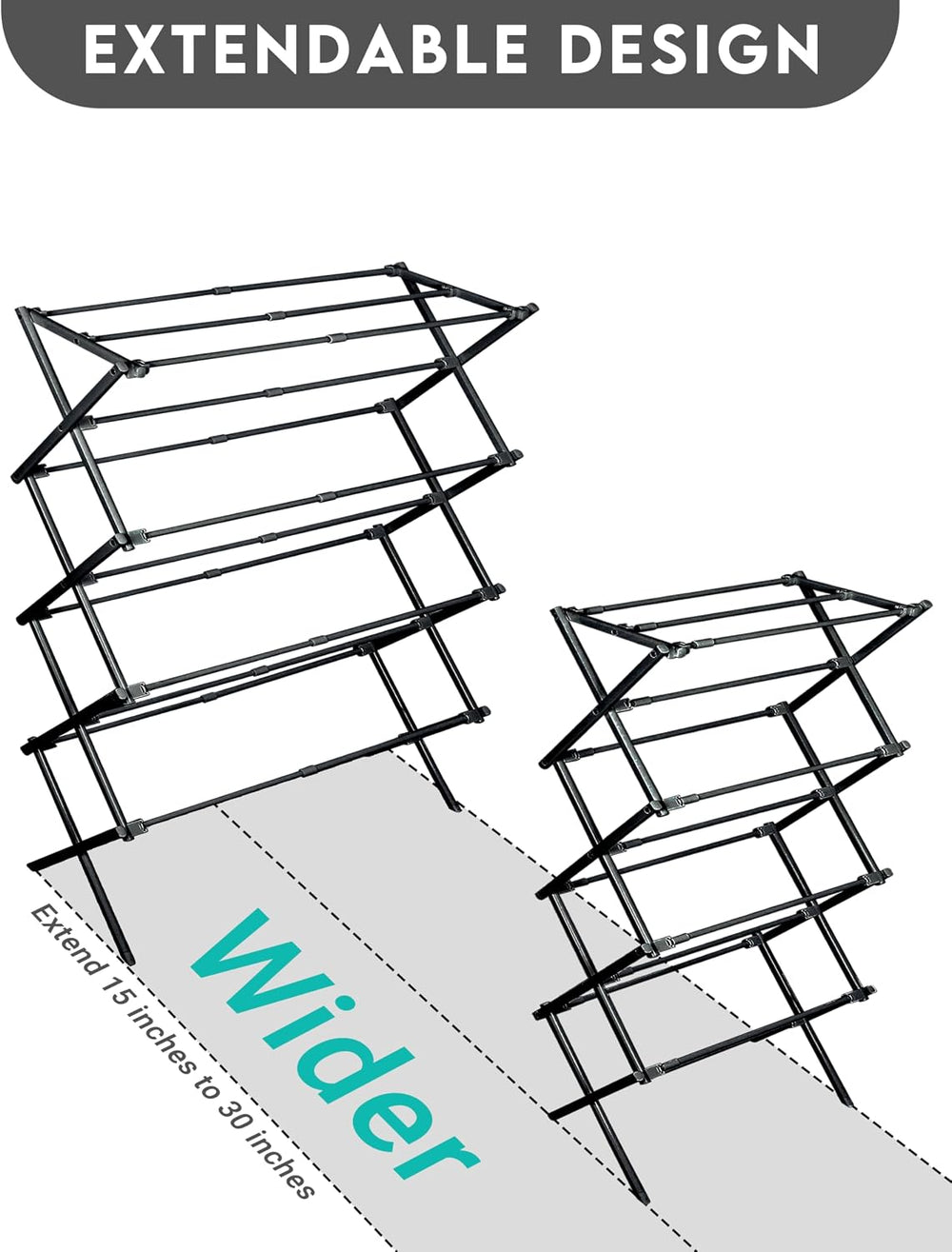 ZOES HOMEWARE 4-Tier Clothes Drying Rack, 4ft High Foldable Drying Rack Cloth...