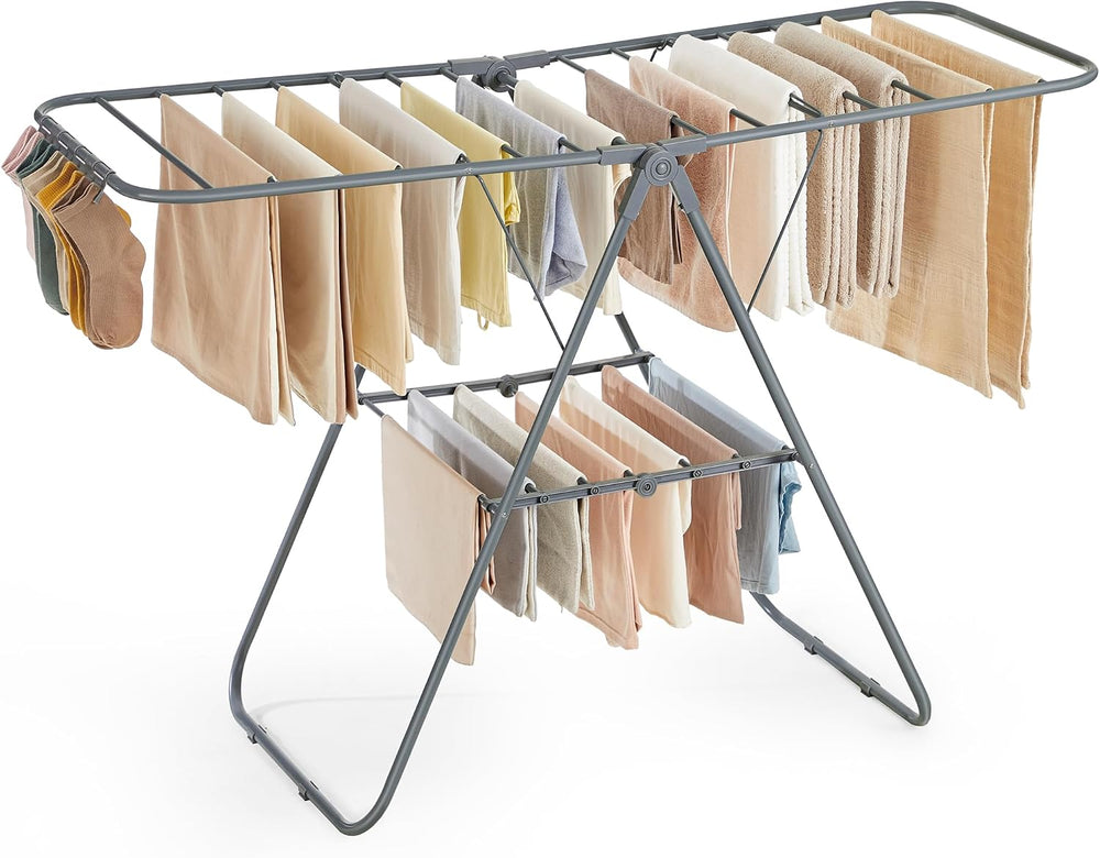 SONGMICS Clothes Drying Rack, Foldable Space-Saving Laundry Drying Rack