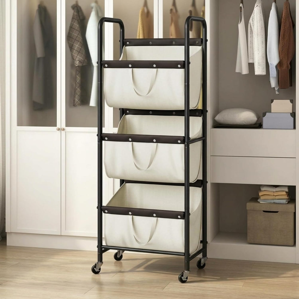 StorageWorks 3 Tier Laundry Hamper Sorter, Rolling Laundry Basket on Wheels