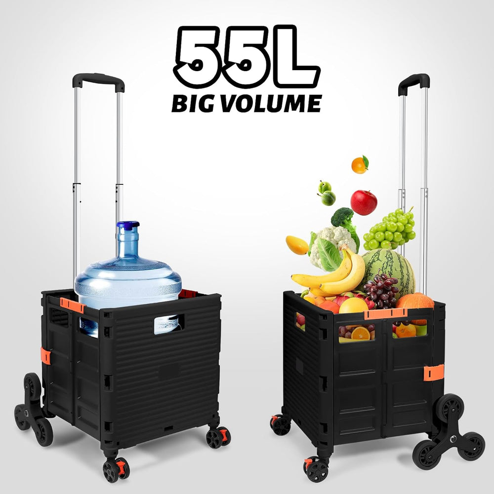 FELICON SELORSS Folding Utility Climber Cart Portable Rolling Crate-Black