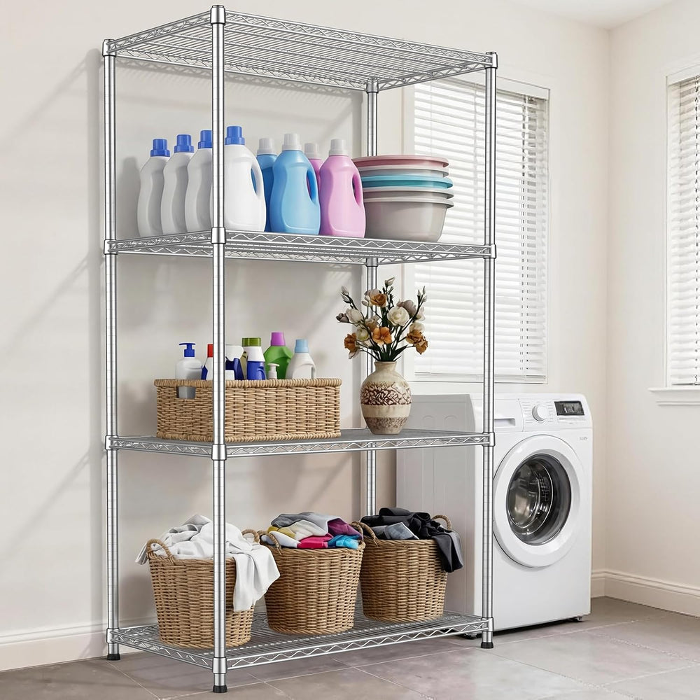 Heavy Duty 4 Tier Wire Shelving Unit 2200 lbs Capacity Garage Shelving Metal ...