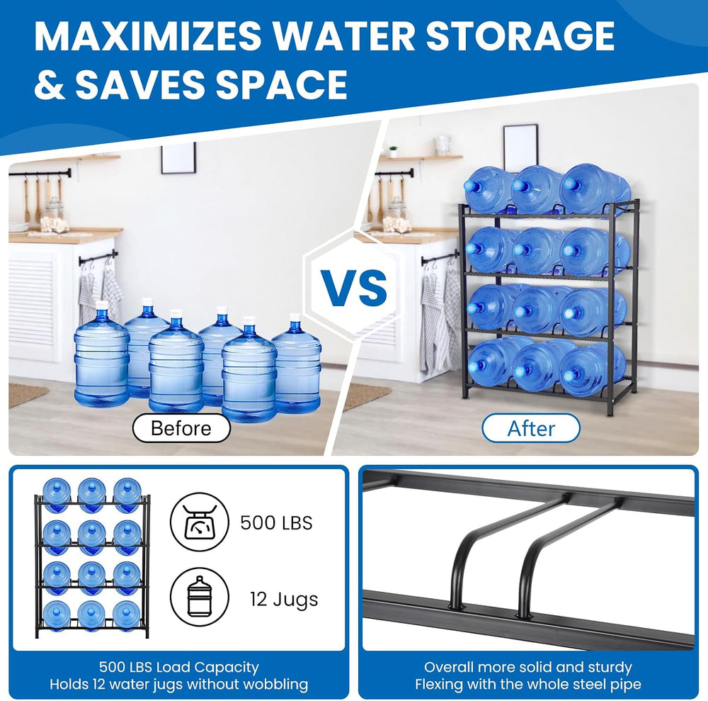 jolybebe 5 Gallon Water Jug Holder for 12 Bottles Without Wobbling, New Upgra...