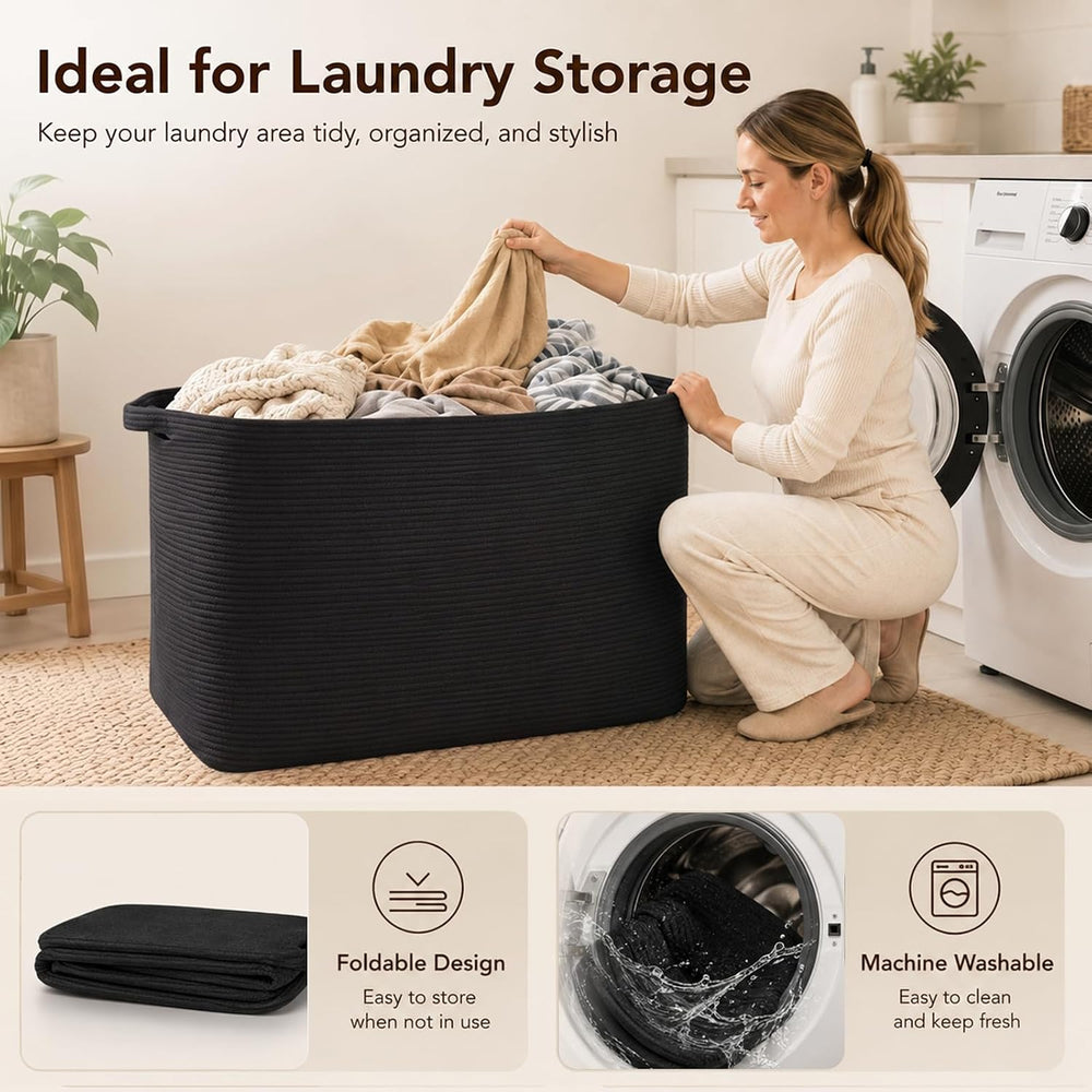 OIASKET 118L Extra Large Blanket Basket, 24.8" x 17.7" x 17.2"...