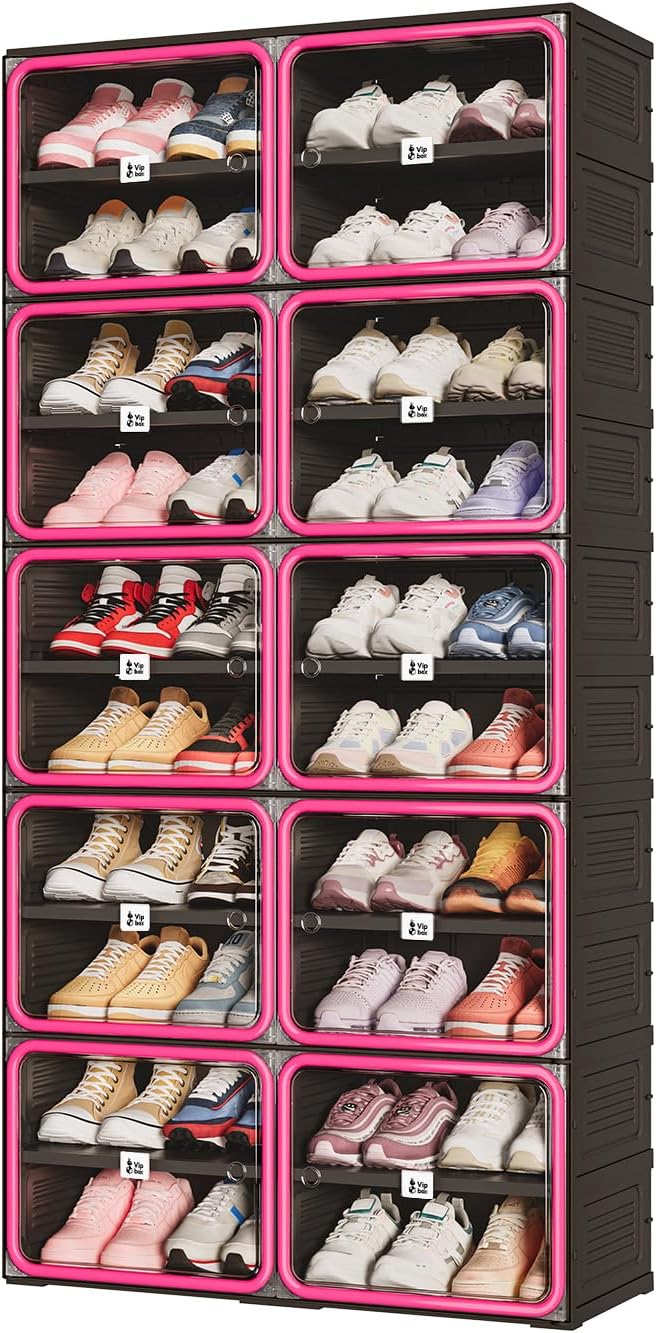 Vipbox No Assembly 10 Tier Collapsible Shoe Rack, 40 Pairs Foldable Shoe Stor...