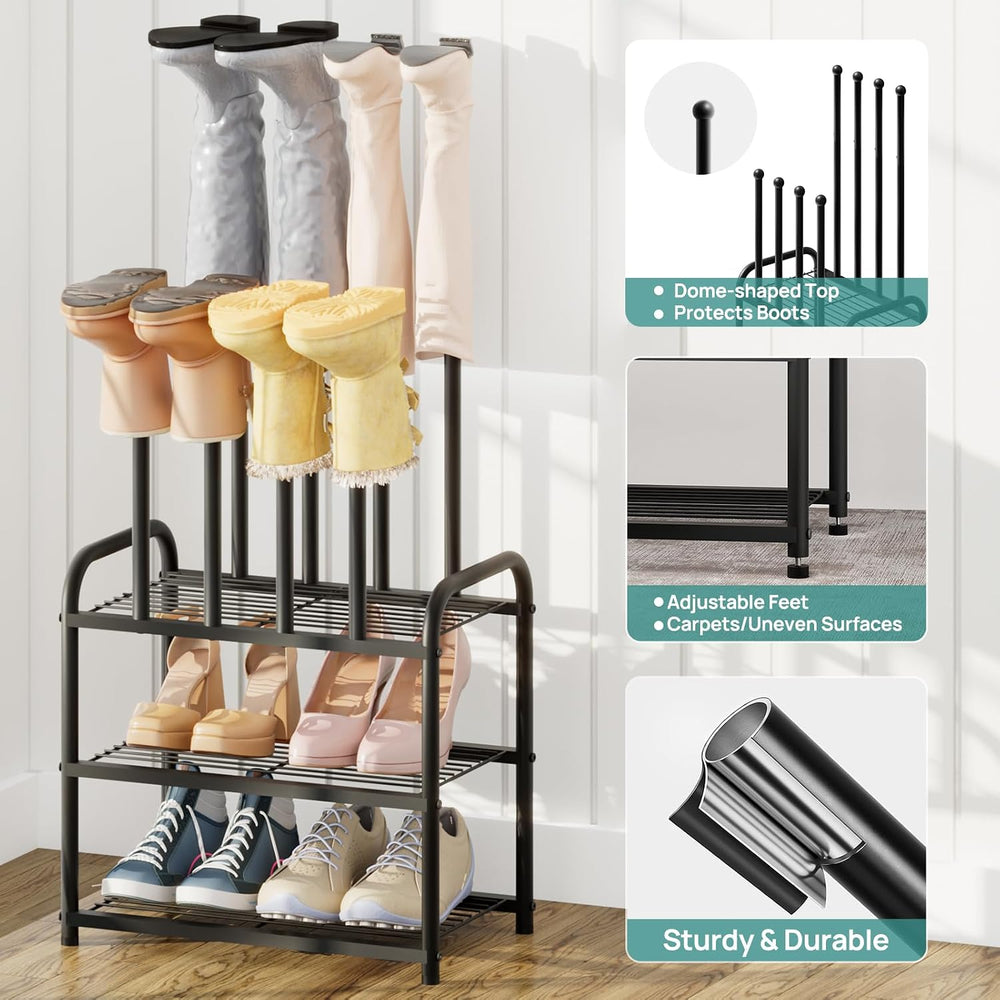 viewcare Black Boot Rack, Small Boot Rack Organizer, Tall Boots with Shoe Rac...
