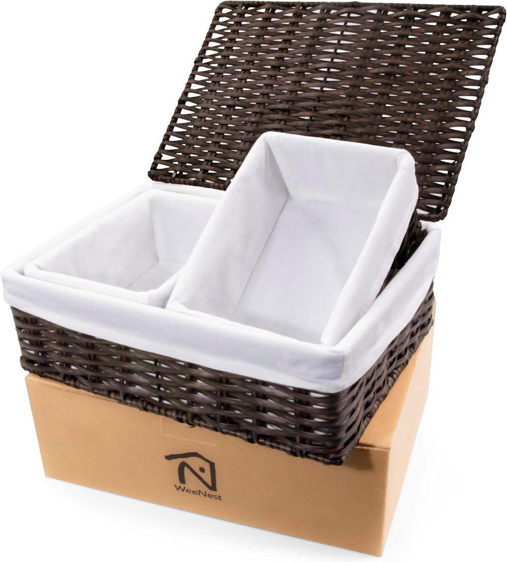 Baskets for Organizing, Undershelf Wicker Storage, Hand Woven Organizer for (...