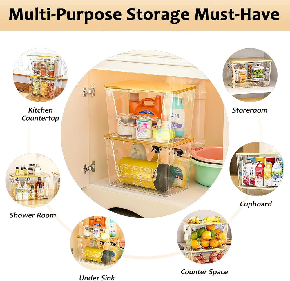 Delamu 3 Pack Pantry Organizers and Storage, Stackable Trash Bag Holder