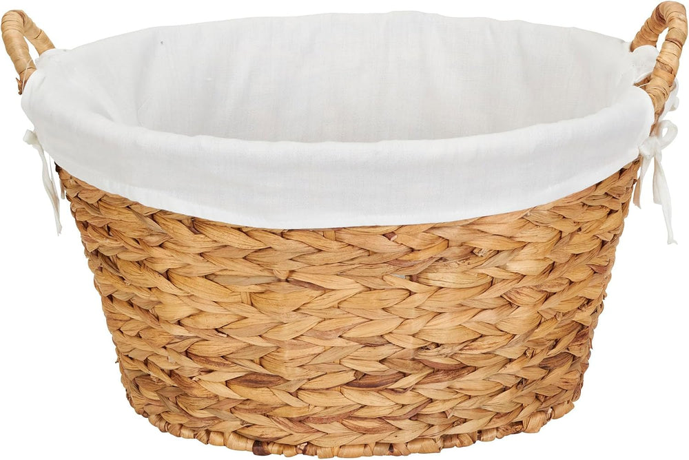 Household Essentials Round Wicker Laundry Basket with Handles, Whimsical Wate...