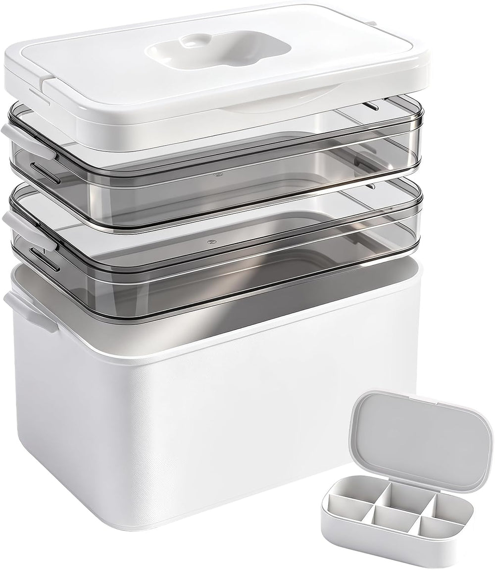 3-Tier Medicine Organizer Storage Box with Handle, Portable First Aid Kit Org...