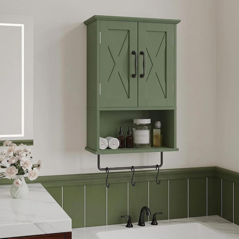 ChooChoo Small Medicine Cabinet with Towel Bar, Hanging Storage, 3 Hooks