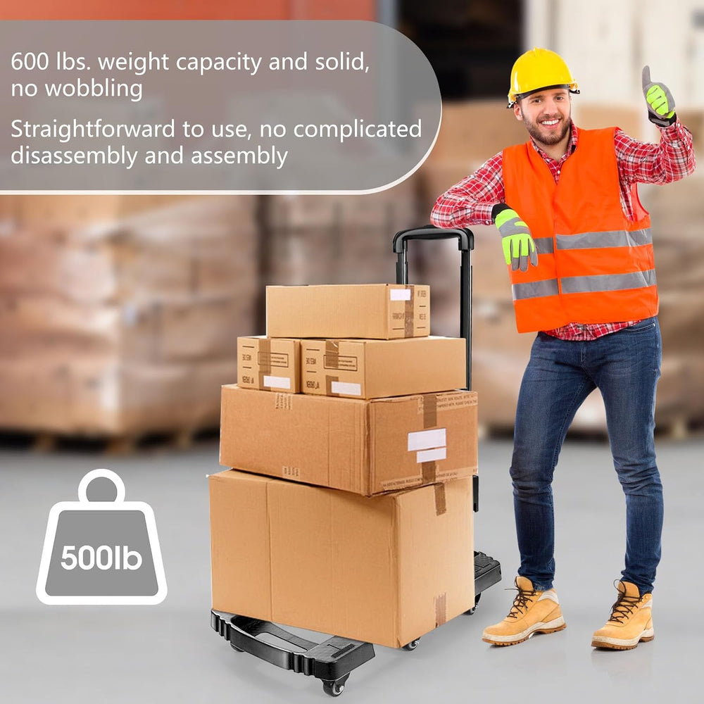 Voipvvii Folding Hand Truck 500lbs, Portable Heavy Duty Dolly Cart, 6 Wheels ...