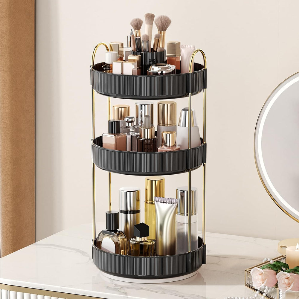 360° Rotating Makeup Organizer, Upgraded 3 Tier Skincare Perfume Organizers f...