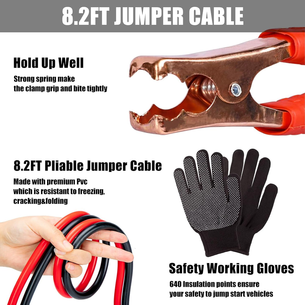 Car Roadside Emergency Kit, Portable Auto Air Compressor Tire Inflator, Jumpe...
