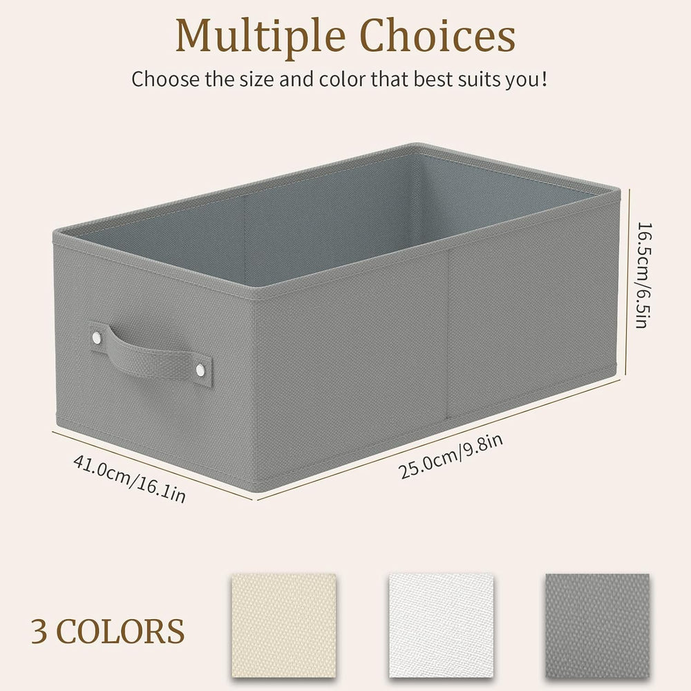 Storage Boxes, Fabric Clothes Bins, 3 Pack, Grey, 16.1x9.8x6.5 In