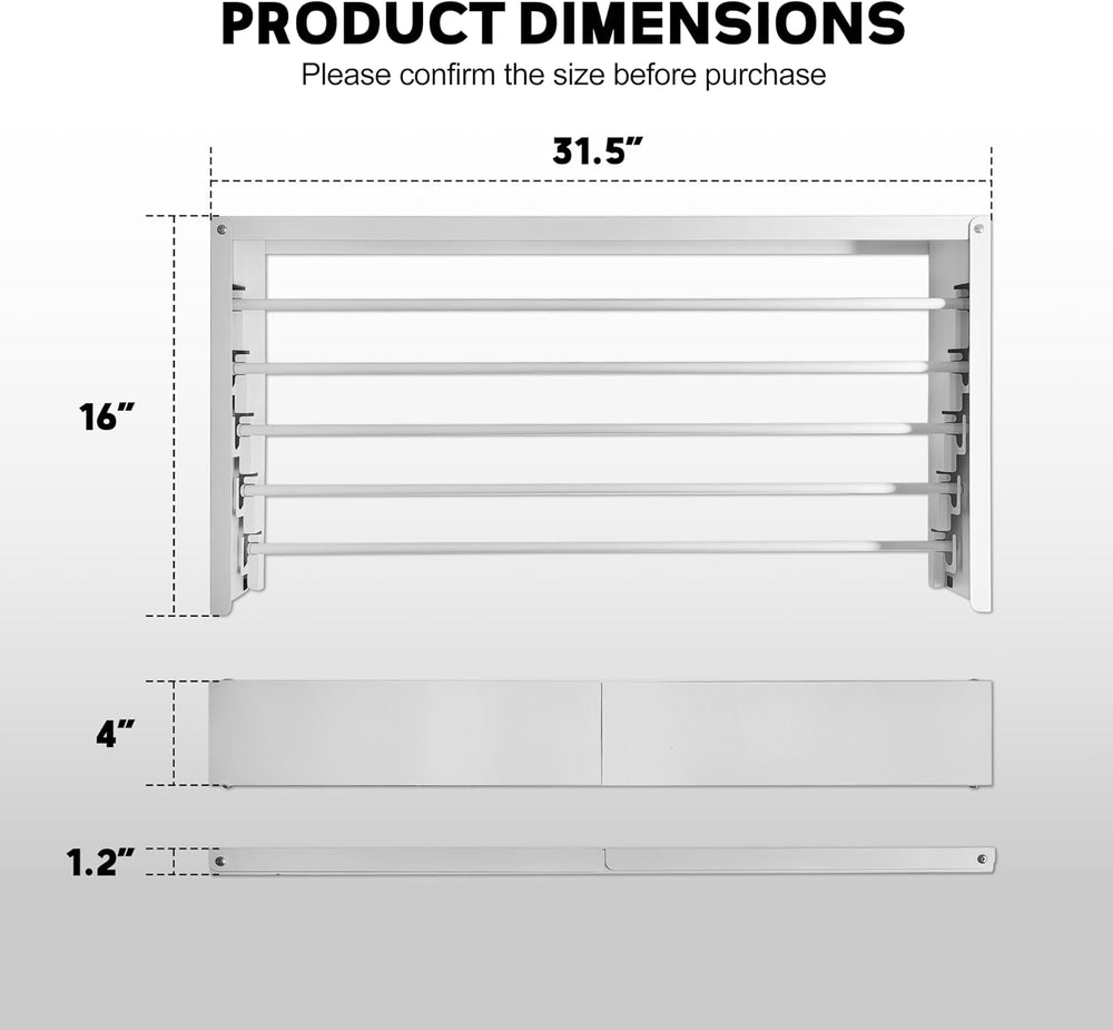 Wall Mounted Clothes Drying Rack 31.5" Wide,Foldable Wall Mount Laundry ...