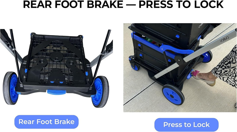 Collapsible Shopping Cart with Wheels, Foldable Shopping Cart with 2 Removabl...