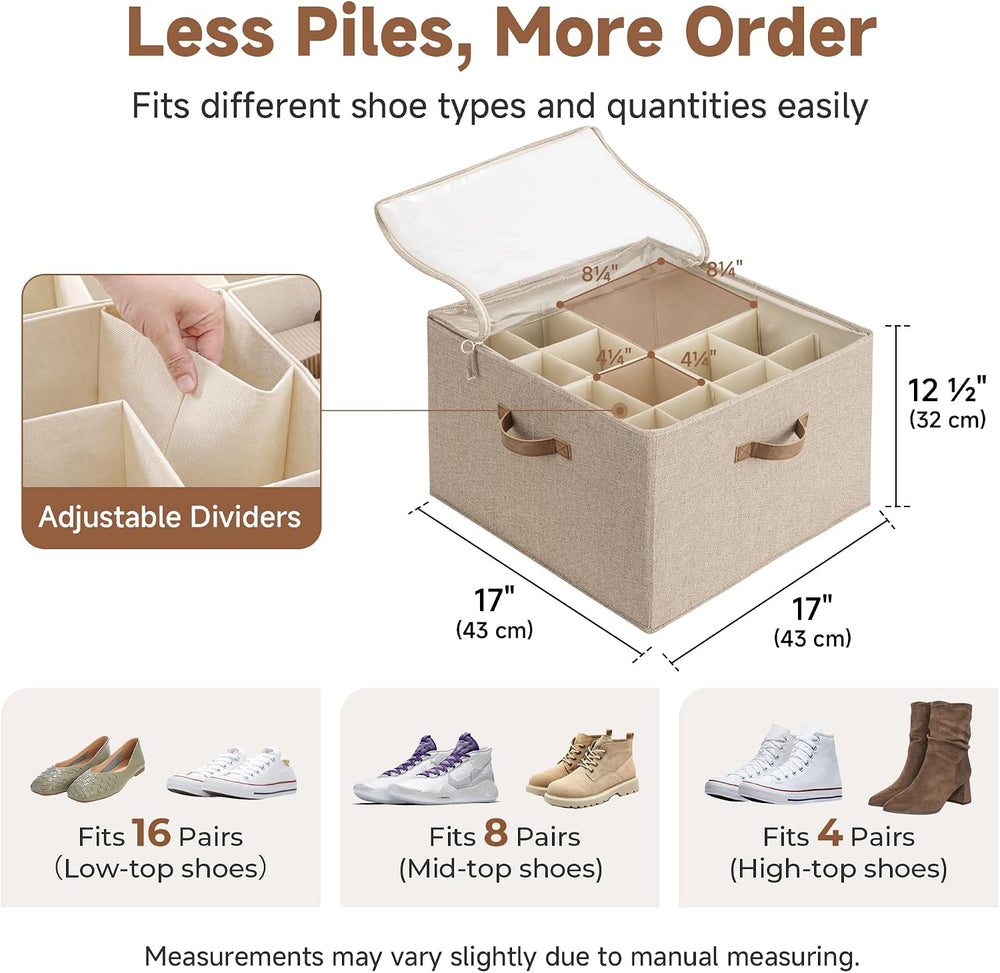 StorageWorks 2-Pack 32-Pair Shoe Storage Organizer for Closet, Taupe