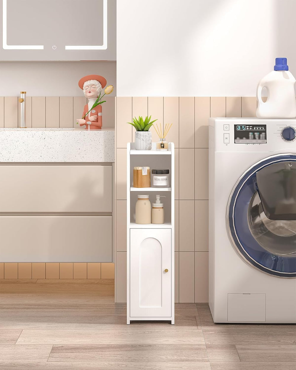 Hzuaneri Small Bathroom Storage Cabinet, Narrow Toilet Paper Cabinets
