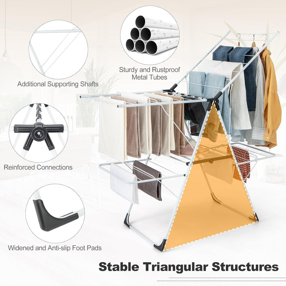 Tangkula 2-Tier Freestanding Foldable Clothes Drying Rack, No Assembly