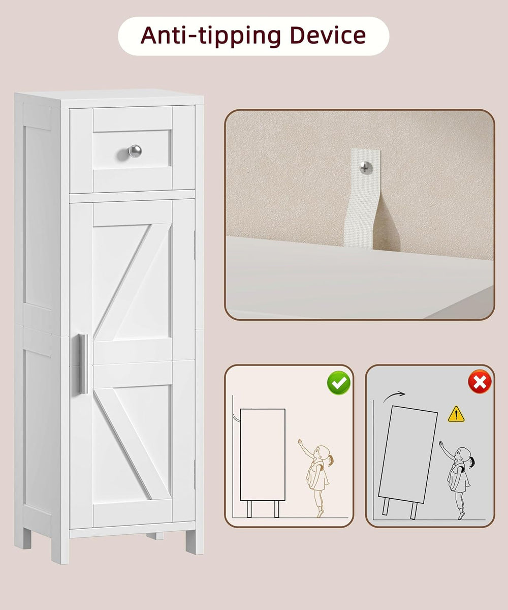 9.8"W Bathroom Storage Cabinet with Drawer & Door, Narrow Floor Cabinet