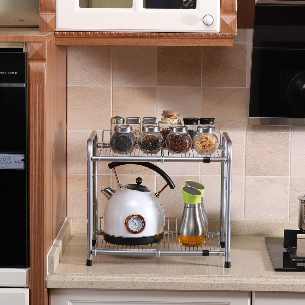 FlagShip 2 Tier Under Sink Organizers and Storage Rack Expandable Cabinet She...