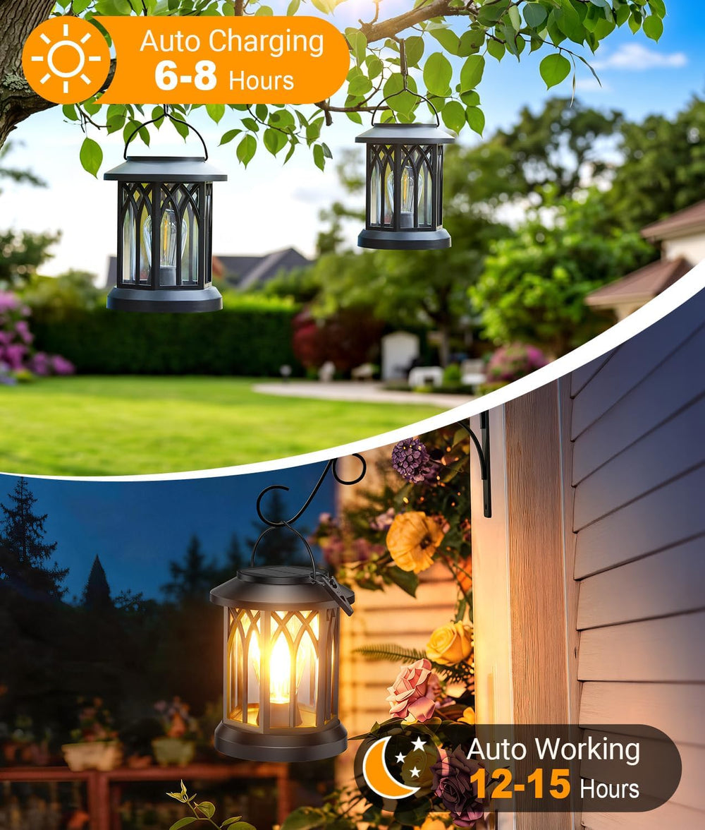 Solar Lanterns Outdoor Waterproof 4 Pack, Upgraded Solar Lantern Outdoor