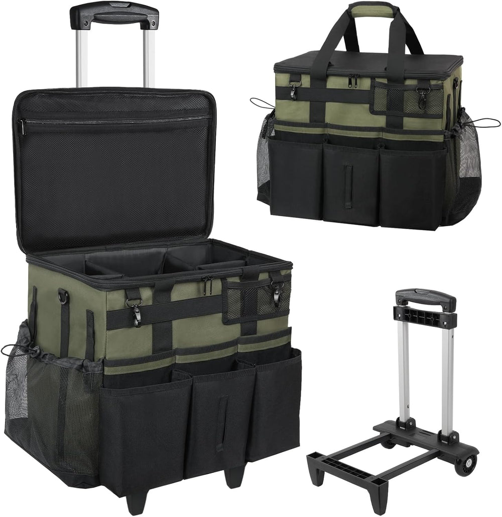 Rolling Cleaning Caddy Bag with Detachable Trolley, Large Cleaning Supplies O...