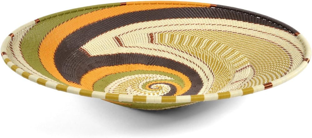 Fair Trade Zulu Telephone Wire 8-inch Platter Basket, African Earth