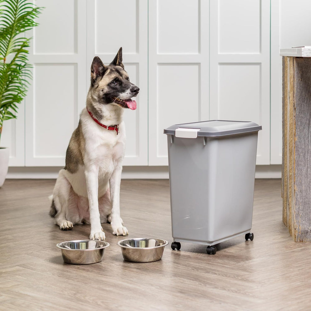 IRIS USA Dog Food Storage Container, Up to 40 lbs, Gray/Dark Gray