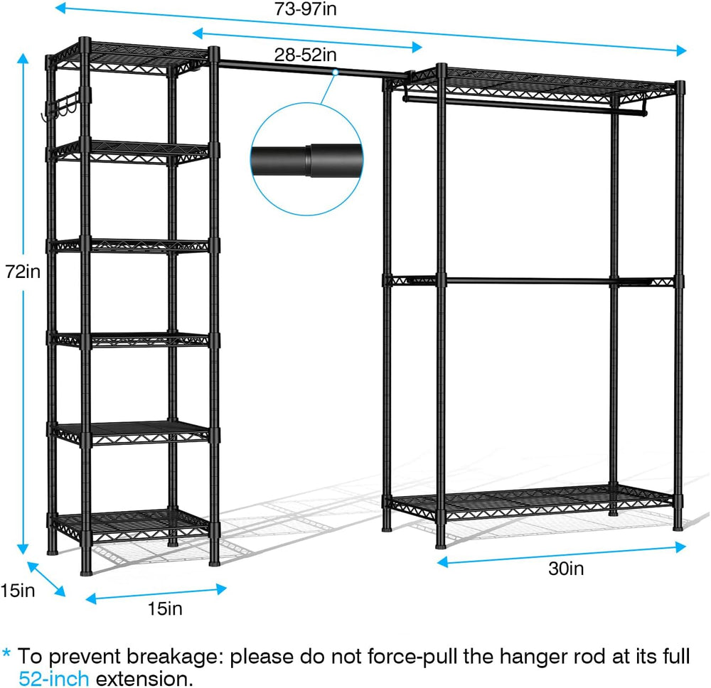 VTRIN Heavy Duty Clothes Rack, Freestanding Metal Closet Garment Rack Black