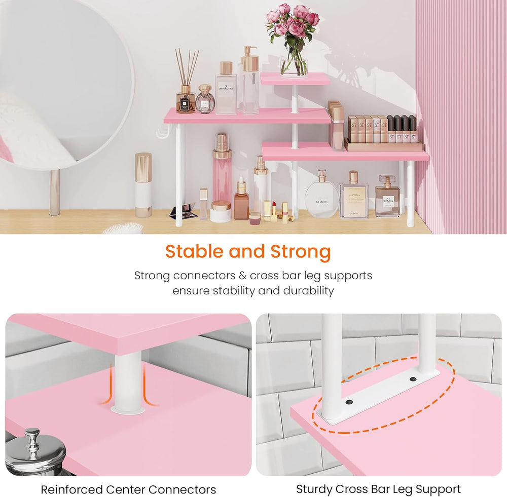 3-Tier Counter Organizer Shelf for Bathroom, Corner Shelf for Countertop, Ove...