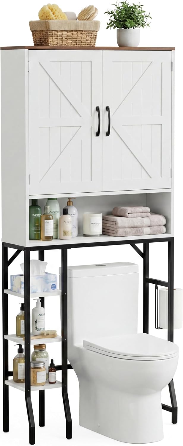 Over The Toilet Storage Cabinet,31" W Bathroom Organizer, White