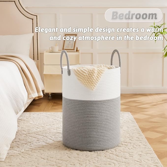 Laundry Basket, Woven Cotton Rope Laundry Hamper, 100L
