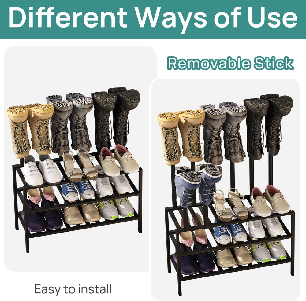 viewcare Black Boot Rack, Boot Rack Organizer Tall Boots with Shoe Rack for C...