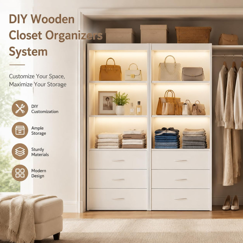 24"W Modular Closet Organizer System with 3 Drawers & Shelves
