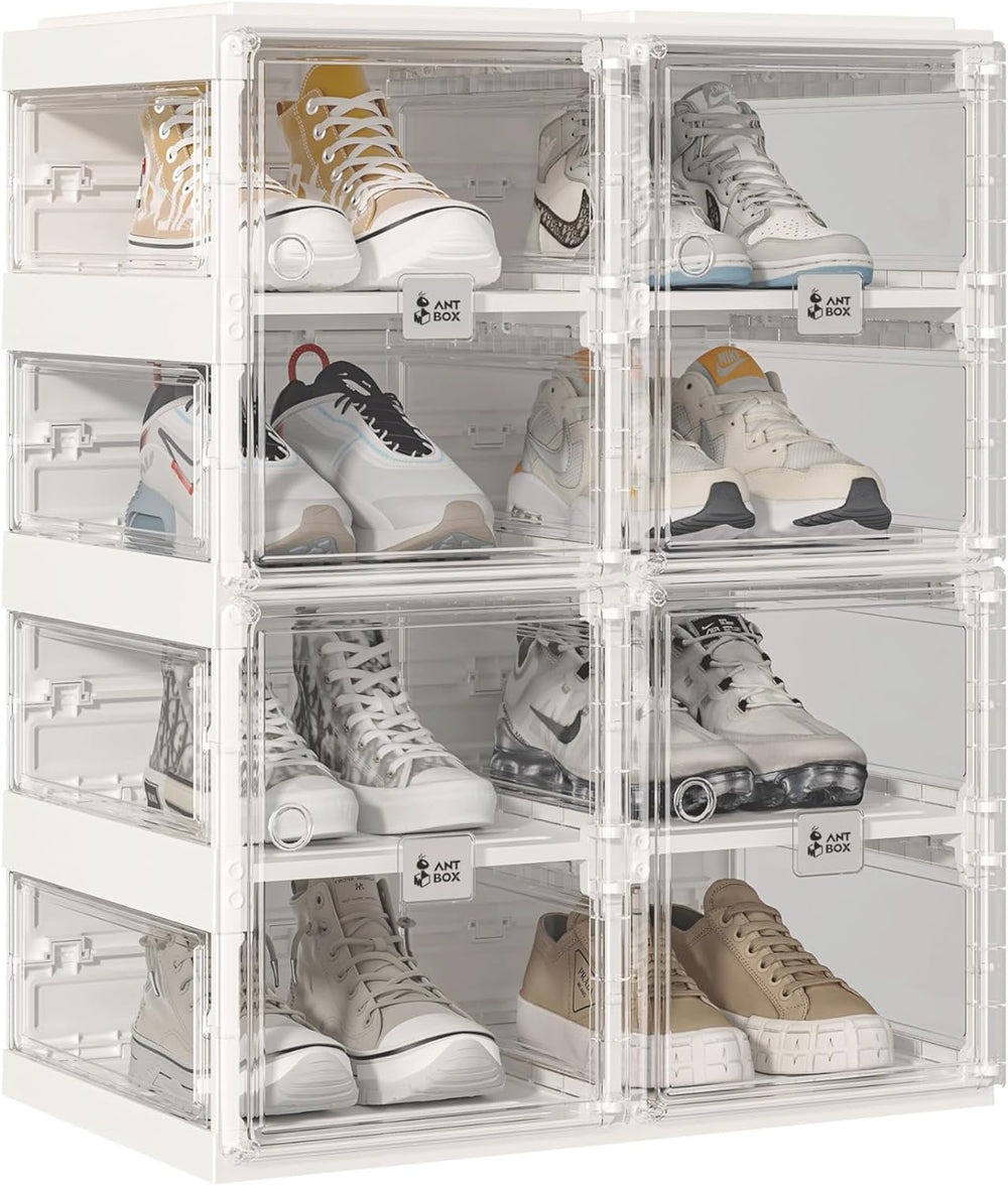 ANTBOX Foldable Shoe Rack,Shoe Organizers for Closet Plastic Shoe Storage Box...