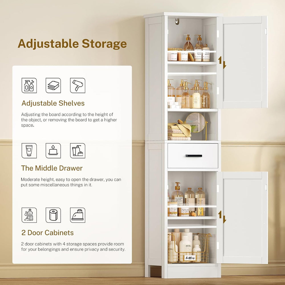 67" H Tall Bathroom Storage Cabinet with Barn Doors and Drawer, Bathroom...