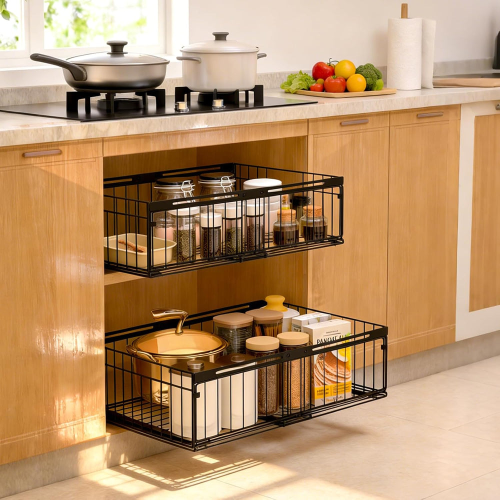 Expandable Pull Out Cabinet Organizer Adjustable Width 13"-20", Kit...