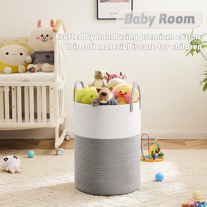 Laundry Basket, Woven Cotton Rope Laundry Hamper, 100L