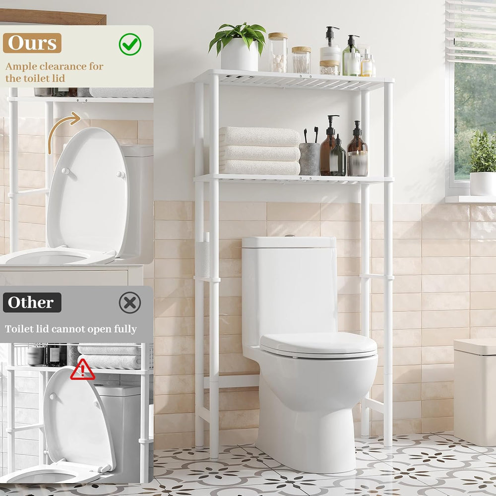 Over The Toilet Storage, Freestanding 2-Tier Bamboo Bathroom Shelves, Above T...