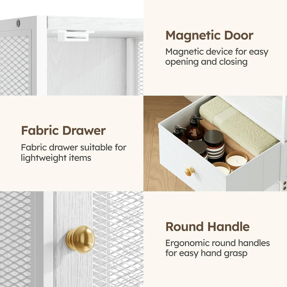 Bathroom Storage Cabinet with 2 Mesh Doors & a Drawer, 45.27" H