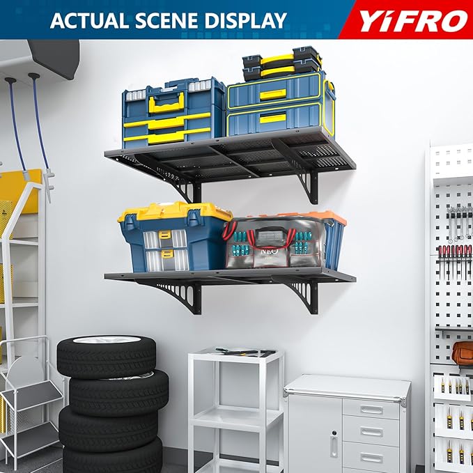 4-Pack 2x3ft Heavy Duty Garage Wall Shelving, 1000 lbs Load Capacity, Garage